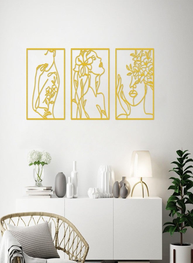 KOYILTD 3 Pcs Minimalist Gold Wall Decor Female Body Minimalist Line Wall Art Modern Aesthetic Home Decoration Abstract Wall Art for Home Living Room Bedroom Bathroom (Charming, Gold, Large) - Image 4